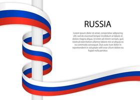 agitant ruban sur pôle avec drapeau de Russie. modèle pour indépendant vecteur