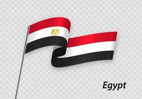 agitant le drapeau de l'égypte sur le mât. modèle pour le jour de l'indépendance vecteur