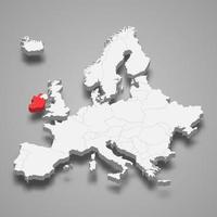 Irlande pays emplacement dans L'Europe  3d carte vecteur