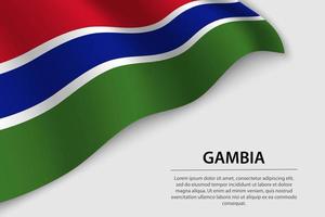 vague drapeau de Gambie sur blanc Contexte. bannière ou ruban vecteur