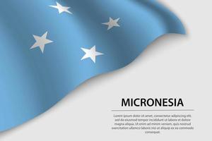 vague drapeau de micronésie sur blanc Contexte. bannière ou ruban ve vecteur