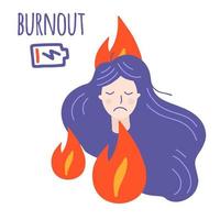 travail Burnout. professionnel Burnout syndrome. fatigué femme dans stress. vecteur