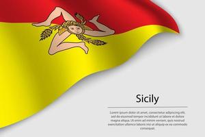 vague drapeau de sicile est une Région de Italie. vecteur