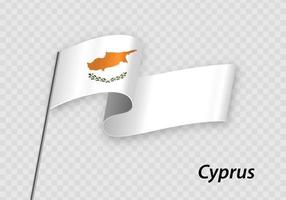 agitant le drapeau de chypre sur le mât. modèle pour le jour de l'indépendance vecteur