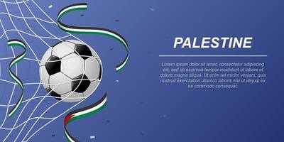 football Contexte avec en volant rubans dans couleurs de le drapeau de Palestine. vecteur
