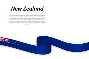 agitant un ruban ou une bannière avec le drapeau de la nouvelle-zélande vecteur