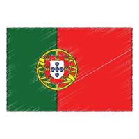 main tiré esquisser drapeau de le Portugal. griffonnage style icône vecteur