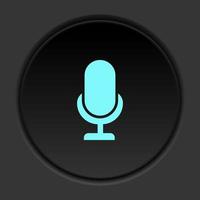 foncé bouton icône microphone. bouton bannière rond badge interface pour application illustration sur assombrir Contexte vecteur
