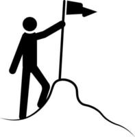 alpiniste, finir, drapeau, icône. été vecteur icône noir mince plat symbole de tourisme pour la toile et app développement isolé sur blanc Contexte. vecteur sur blanc Contexte