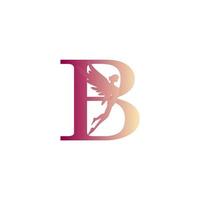lettre b logo conception avec Fée image comme décoration vecteur