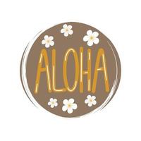 mignonne logo ou icône vecteur avec aloha texte et hibiscus fleurs , illustration sur cercle avec brosse texture, pour social médias récit et points forts