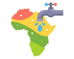 Afrique robinet l'eau. en buvant l'eau et le africain continent. plat vecteur illustration.
