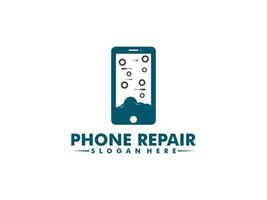 abstrait téléphone réparation logo, téléphone un service logo vecteur