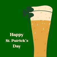 st. patrick s journée salutation carte avec stylisé Bière agresser sur vert Contexte vecteur