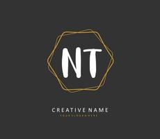 n t NT initiale lettre écriture et Signature logo. une concept écriture initiale logo avec modèle élément. vecteur