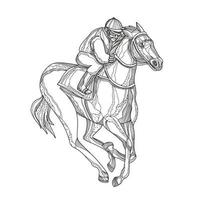 course de chevaux jockey doodle art vecteur