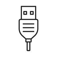 USB câble prise de courant icône vecteur noir et blanc, brancher USB câble icône vecteur et illustration