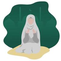 musulman femme prie sur le Contexte de le mosquée. vecteur