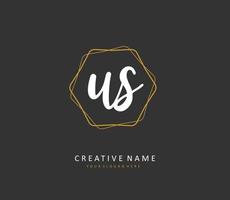 u s nous initiale lettre écriture et Signature logo. une concept écriture initiale logo avec modèle élément. vecteur