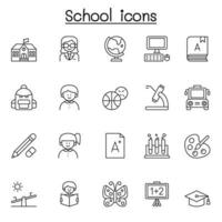 icône de l & # 39; école et de l & # 39; éducation dans un style de ligne mince vecteur