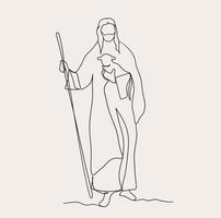 minimaliste Christian ligne art, religieux illustration, Facile esquisser Jésus , biblique Foi contour dessin vecteur