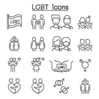 lgbt, homosexuel, gay, icône lesbienne dans le style de ligne mince vecteur