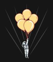 astronaute pendaison cinq des ballons illustration vecteur