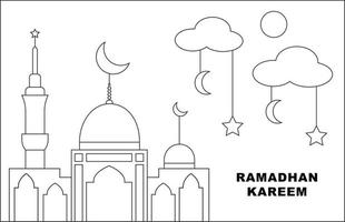 Ramadan kareem fête silhouette. islamique Contexte conception avec arabe ornement étoiles, croissant lune, nuage, soleil, vecteur. vecteur