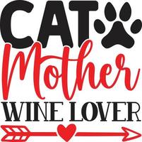 chat mère du vin amoureux vecteur