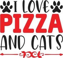 je l'amour Pizza et chats vecteur