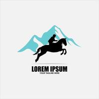 illustration de conception de logo de silhouette de cheval de cow-boy rétro vintage vecteur