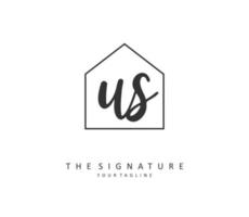 u s nous initiale lettre écriture et Signature logo. une concept écriture initiale logo avec modèle élément. vecteur