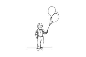 continu une ligne dessin enfant en jouant ballon dans le parc. les enfants journée concept. Célibataire ligne dessin conception graphique vecteur illustration