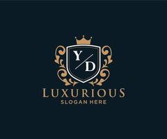 modèle initial de logo de luxe royal de lettre yd dans l'art vectoriel pour le restaurant, la royauté, la boutique, le café, l'hôtel, l'héraldique, les bijoux, la mode et d'autres illustrations vectorielles.
