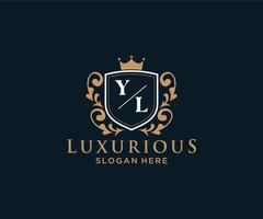 modèle initial de logo de luxe royal de lettre yl dans l'art vectoriel pour le restaurant, la royauté, la boutique, le café, l'hôtel, l'héraldique, les bijoux, la mode et d'autres illustrations vectorielles.