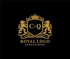 modèle initial de logo de luxe cq lettre lion royal dans l'art vectoriel pour le restaurant, la royauté, la boutique, le café, l'hôtel, l'héraldique, les bijoux, la mode et d'autres illustrations vectorielles.