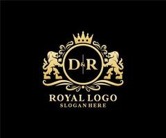 modèle initial de logo de luxe royal lion lettre dr dans l'art vectoriel pour le restaurant, la royauté, la boutique, le café, l'hôtel, l'héraldique, les bijoux, la mode et d'autres illustrations vectorielles.