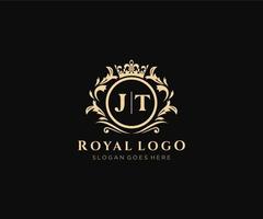 initiale jt lettre luxueux marque logo modèle, pour restaurant, royalties, boutique, café, hôtel, héraldique, bijoux, mode et autre vecteur illustration.