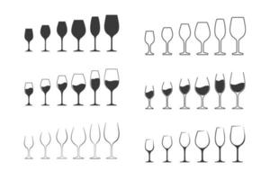 jeu d'icônes de verre à vin