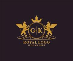 initiale gk lettre Lion Royal luxe héraldique, crête logo modèle dans vecteur art pour restaurant, royalties, boutique, café, hôtel, héraldique, bijoux, mode et autre vecteur illustration.