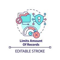 limites montant de enregistrements concept icône. client identification empêche le piratage abstrait idée mince ligne illustration. isolé contour dessin. modifiable accident vasculaire cérébral vecteur
