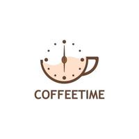 café temps vecteur illustration logo modèle avec plat concept.