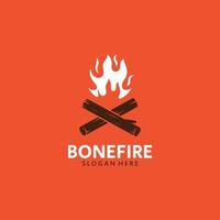 logo modèle brûlant feu avec traversée les bois. vecteur