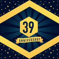 39 année anniversaire logotype conception avec bleu torsion infini plusieurs ligne conception dans Jaune Couleur frontière modèle vecteur illustration