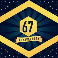 67 année anniversaire logotype conception avec bleu torsion infini plusieurs ligne conception dans Jaune Couleur frontière modèle vecteur illustration