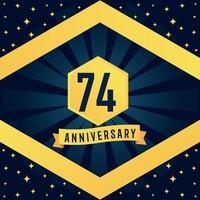 74 année anniversaire logotype conception avec bleu torsion infini plusieurs ligne conception dans Jaune Couleur frontière modèle vecteur illustration