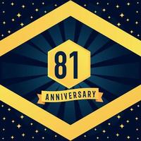 81 année anniversaire logotype conception avec bleu torsion infini plusieurs ligne conception dans Jaune Couleur frontière modèle vecteur illustration