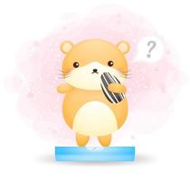 Mignon Doodle Hamster Triste Sur Un Personnage De Dessin Animé D'échelle Vecteur Premium