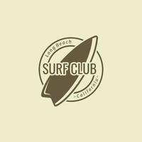 planche de surf ancien logo modèle. vecteur