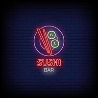 sushi bar néon signe style texte vecteur